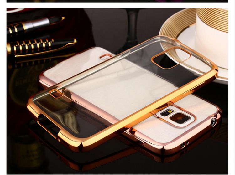 Луксозен силиконов калъф Glossy със златна рамка за Samsung G900 Galaxy S5