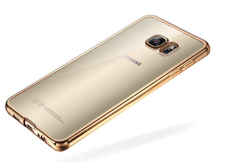 Луксозен силиконов калъф Glossy със златна рамка за Samsung G920 Galaxy S6