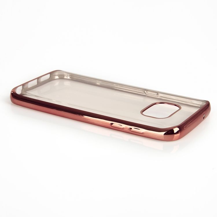 Луксозен силиконов калъф Glossy със златно розова рамка за Samsung G920 Galaxy S6