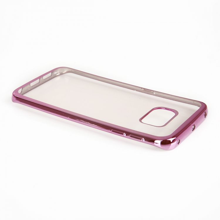 Луксозен силиконов калъф Glossy с розова рамка за Samsung G925 Galaxy S6 Edge