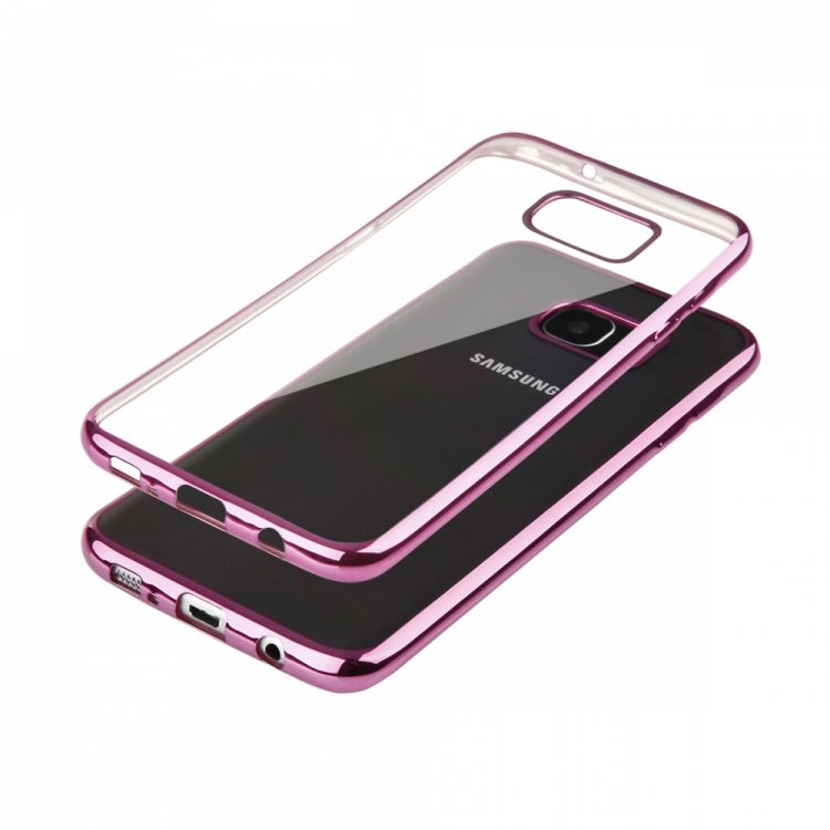 Луксозен силиконов калъф Glossy с розова рамка за Samsung G935 Galaxy S7 Edge