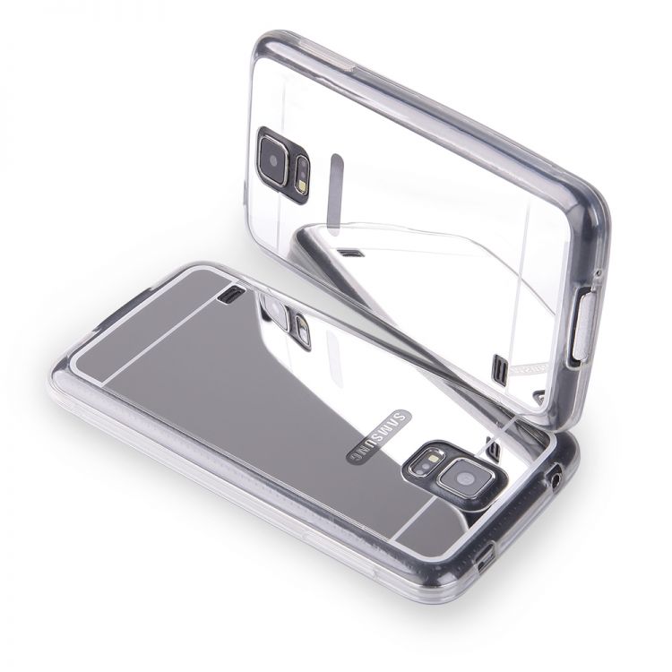 Луксозен силиконов калъф Mirror с огледален ефект в сребристо за SamsungG900 Galaxy S5