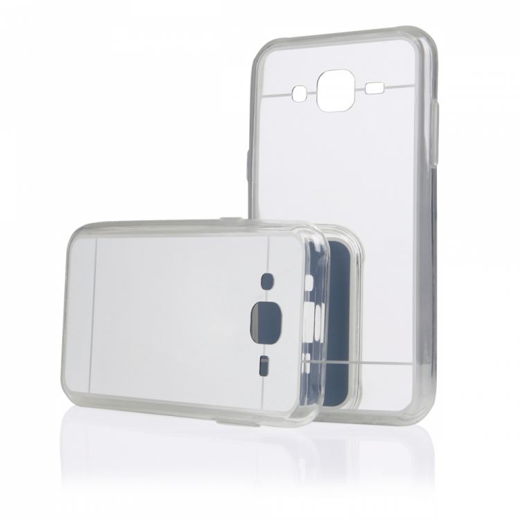 Луксозен силиконов калъф Mirror с огледален ефект в сребристо за Samsung J500 Galaxy J5