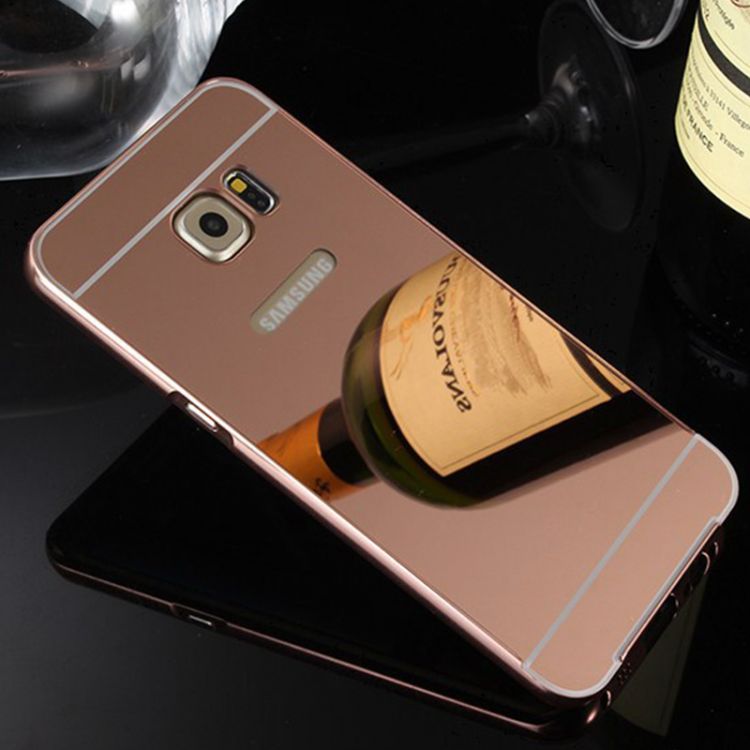 Луксозен калъф Luxury Bumper с огледален ефект в розово златно и метална рамка-бъмпер за Samsung G920 S6