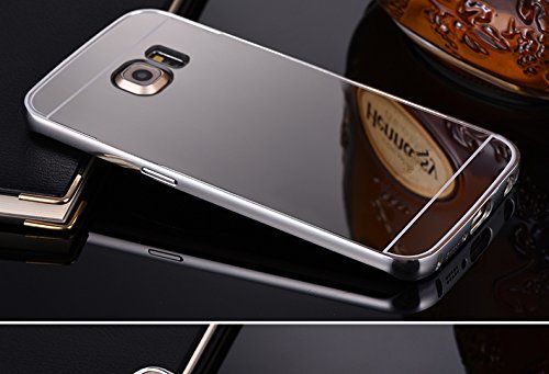 Луксозен калъф Luxury Bumper с огледален ефект в сребристо и метална рамка-бъмпер за Samsung G925 S6 Edge