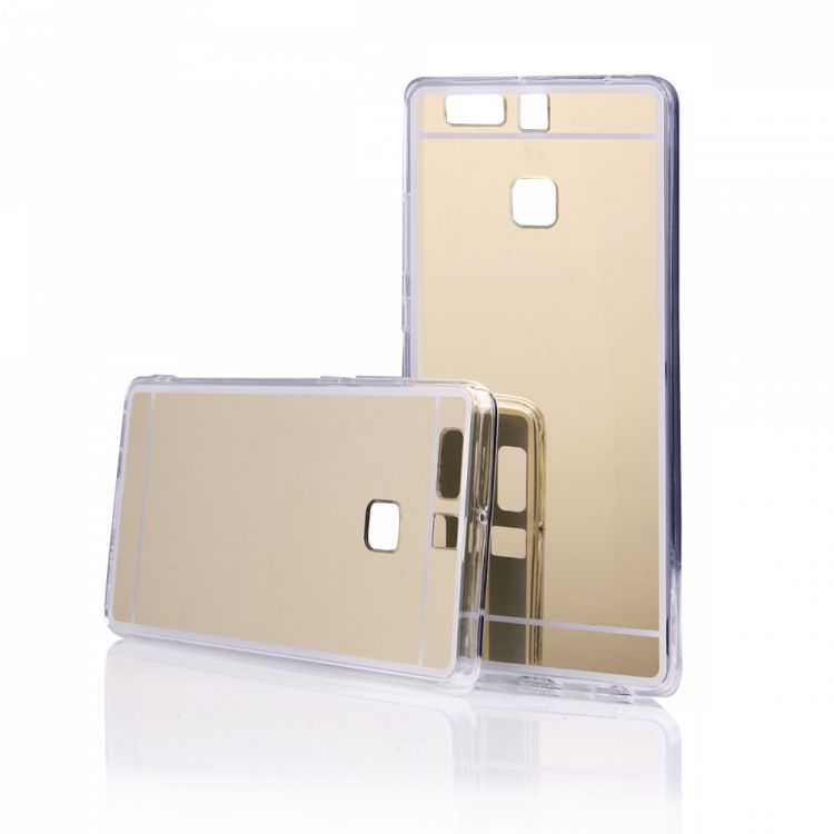 Луксозен силиконов калъф Mirror с огледален ефект в златно за Huawei P9 