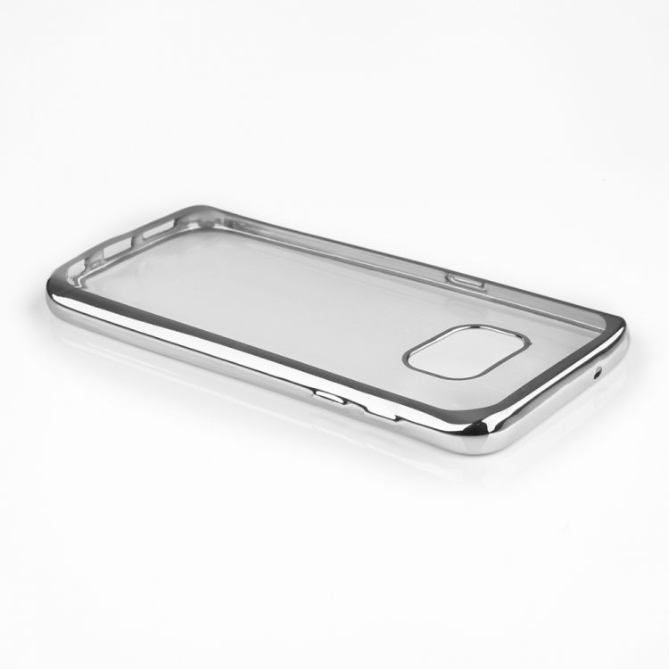 Луксозен прозрачен силиконов гръб Glossy със сребърна рамка за Samsung G930 Galaxy S7