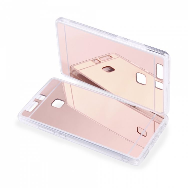 Луксозен силиконов калъф Mirror с огледален ефект в розово златен за Huawei P9 