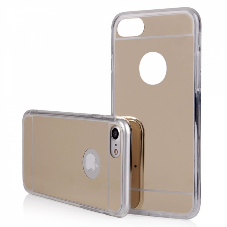 Луксозен силиконов калъф Mirror с огледален ефект в златно за IPhone 7 4,7'' 