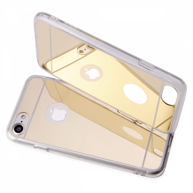 Луксозен силиконов калъф Mirror с огледален ефект в златно за IPhone 7 4,7'' 