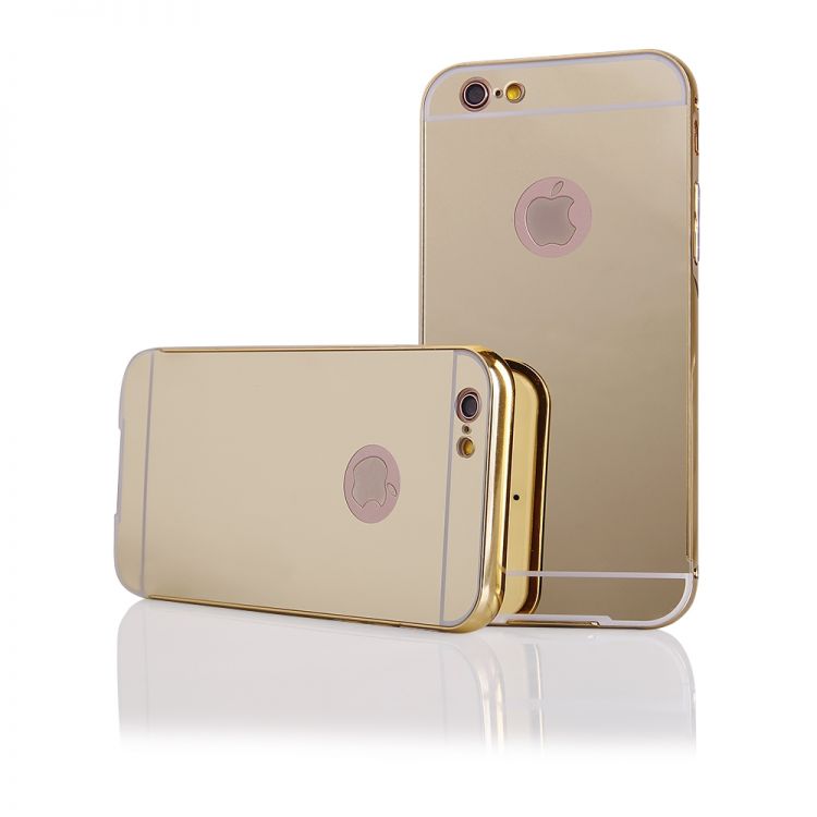 Луксозен калъф Luxury Bumper с огледален ефект в златно и метална рамка-бъмпер за IPhone 6/6S (4,7&quot;)