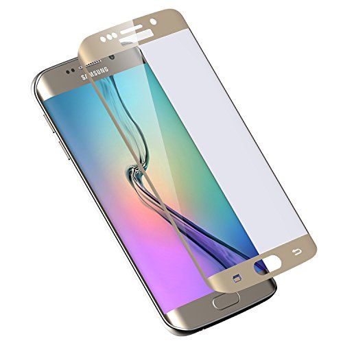 Извит стъклен скрийн протектор 3D Full Cover за Samsung G925 Galaxy S6 Edge, Златен