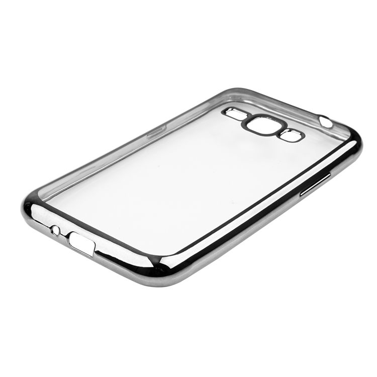Луксозен прозрачен силиконов гръб Glossy със сива рамка за Samsung J320F Galaxy J3 (2016)