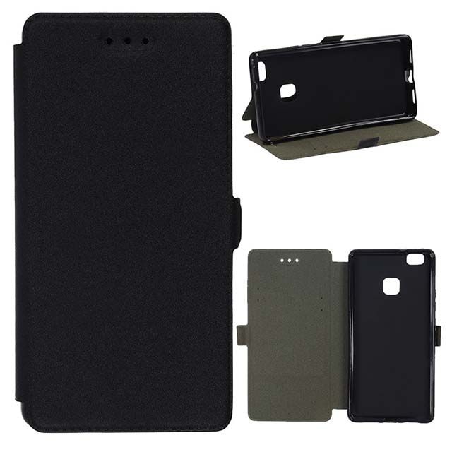 Кожен калъф Flip Book Pocket в черно за Huawei Honor 8