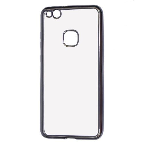 Луксозен прозрачен силиконов гръб Glossy със сива рамка за Huawei P10 Lite