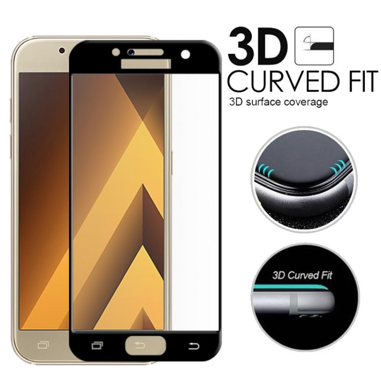 3D Стъклен протектор Full Cover за Samsung A520 Galaxy A5 2017, Черен