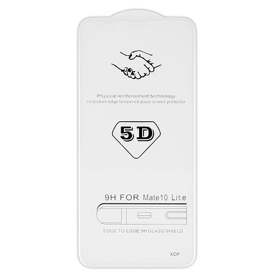 5D Стъклен протектор, Full Glue Cover за Huawei Mate 10 lite, Прозрачен