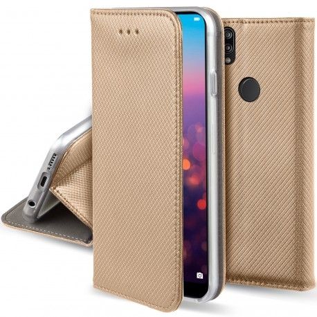 Кожен калъф Flip Book Smart за Huawei P20 Lite, Златен