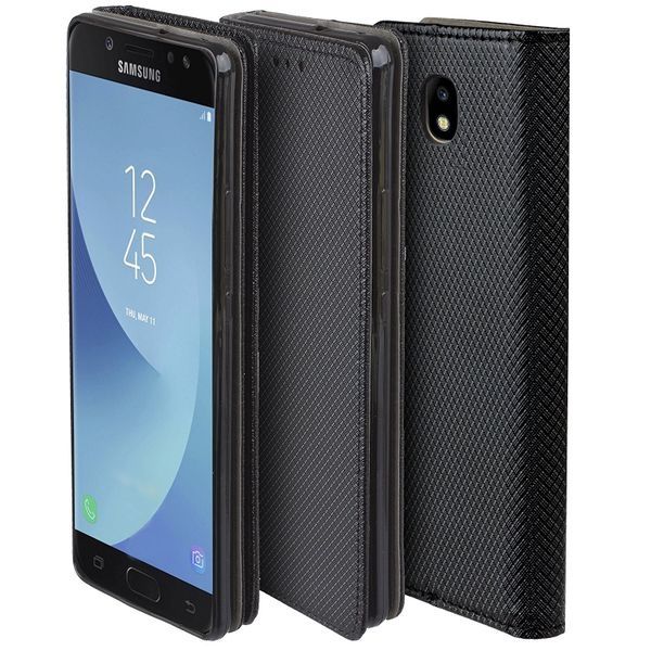 Кожен калъф Flip Book Smart за Samsung J330 Galaxy J3 (2017), Черен