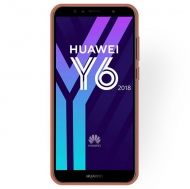 Луксозен гръб Flowers с камъни за Huawei Y6 2018/Y6 Prime 2018, Розово златен