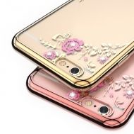 Луксозен гръб Flowers с камъни за Huawei Y5 2018, Розово златен