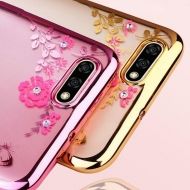 Луксозен гръб Flowers с камъни за Huawei Y5 2018, Розово златен