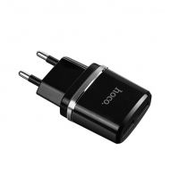 Зарядно HOCO 220V Smart C12 Micro 2xUSB 2,4A+micro USB кабел, Черен