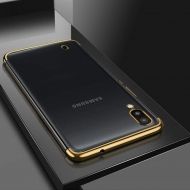 Силиконов прозрачен кейс New Electro за Samsung A105/M105 Galaxy A10/M10, Златна гланцирана рамка, Прозрачен
